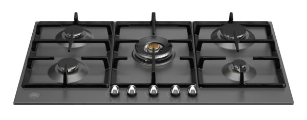 BERTAZZONI Heritage Series - 90cm Gas Hob with Central Dual Wok - Matt Black