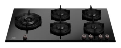 BERTAZZONI - Professional Series - 90cm Gas Hob with Lateral Dual Wok - Black Glass