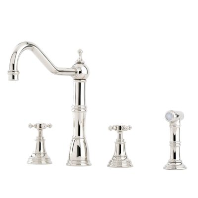 P & R 4775 Alsace Sink Mixer with Crosstop Handles & Rinse