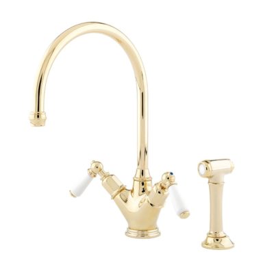 P & R 4367 Minoan Sink Mixer with Lever Handles and Rinse