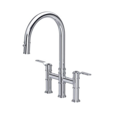P & R 4549HT Armstrong Bridge Mixer with Pull Down Rinse, Textured Handle