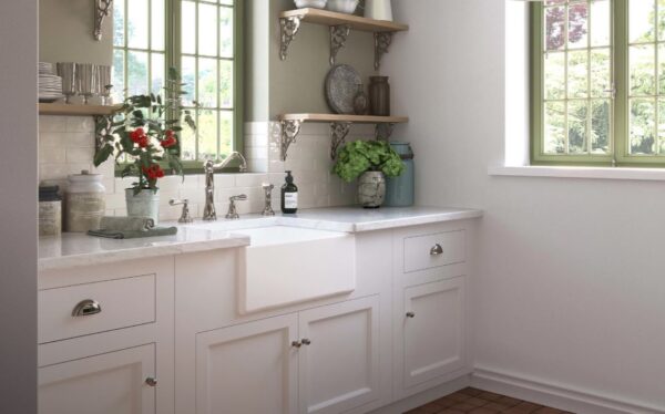 P & R 4776 Provence Sink Mixer with Lever Handles & Rinse - Image 12