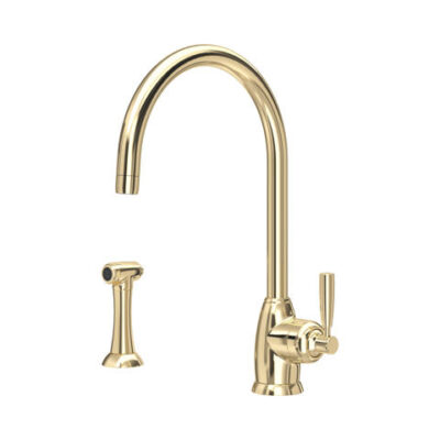 P & R 4846 Langbourn Single Lever Monobloc Sink Mixer with C-Spout and Rinse