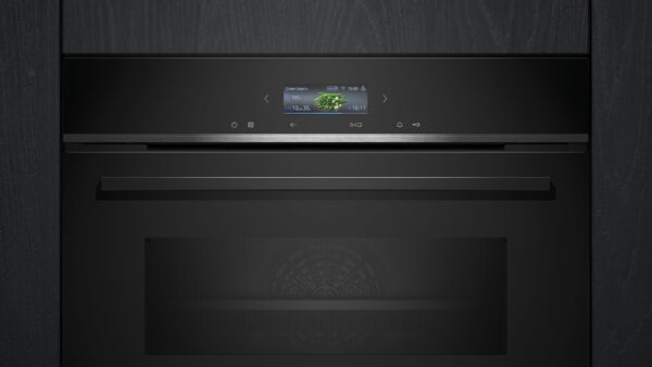 SIEMENS iQ700 BUILT-IN 45cm COMPACT OVEN WITH MW - Black - Image 2