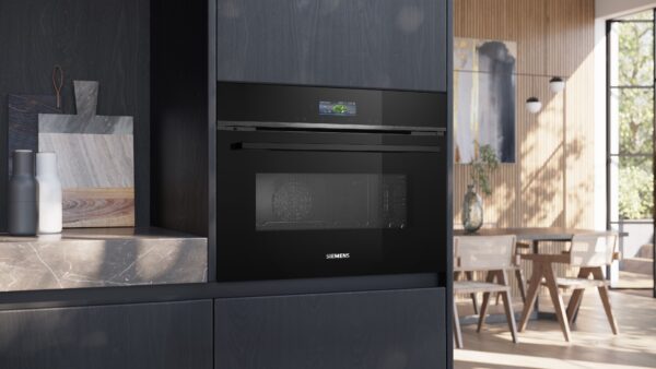 SIEMENS iQ700 BUILT-IN 45cm COMPACT OVEN WITH MW - Black - Image 3