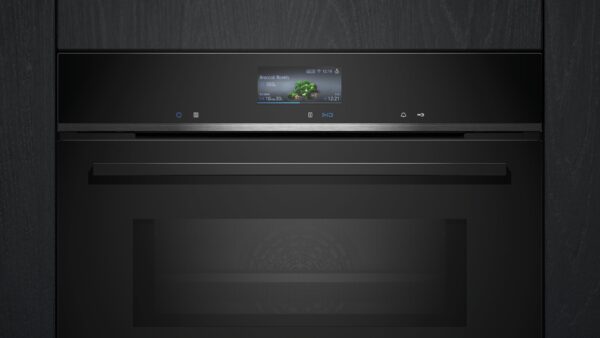SIEMENS iQ700 BUILT-IN 45cm COMPACT OVEN WITH MW - Black - Image 3