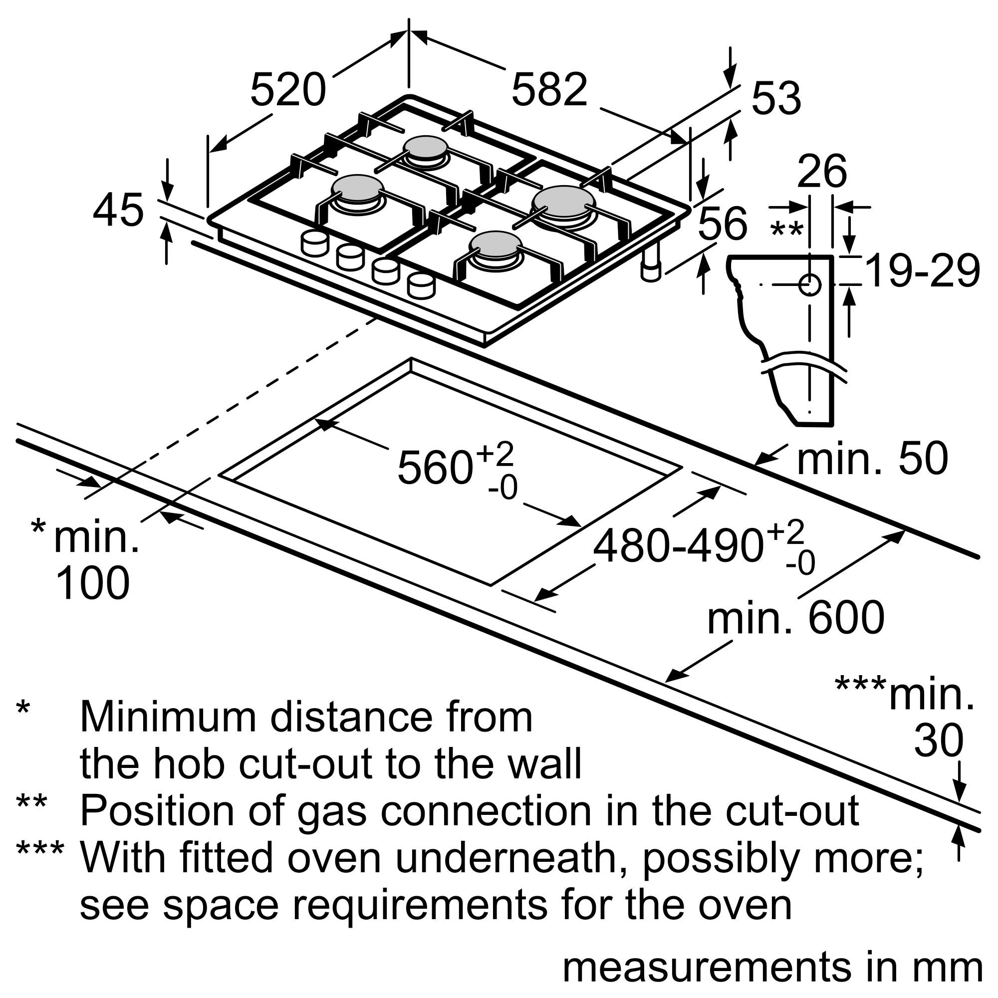 SIEMENS iQ300 60cm GAS HOB S S KA Distribution
