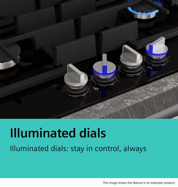 SIEMENS iQ700 90cm GAS HOB - Black Tempered Glass - Image 9