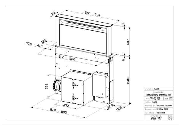 FABER Fabula Plus Downdraft Hood - 90/60cm - S/S & Black or White Glass - Image 8