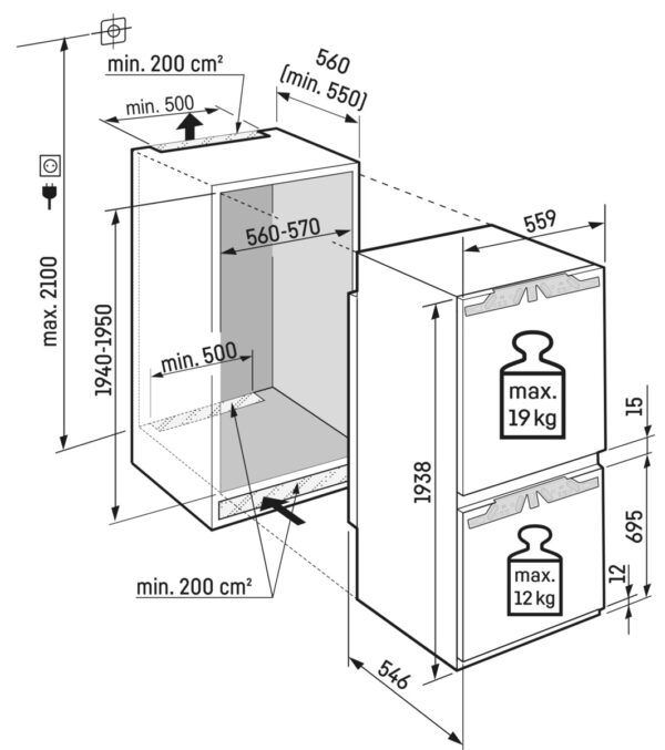 LIEBHERR BUILT-IN FRIDGE FREEZER WITH EASYFRESH & NO FROST (XL) - Door on Door - Image 6