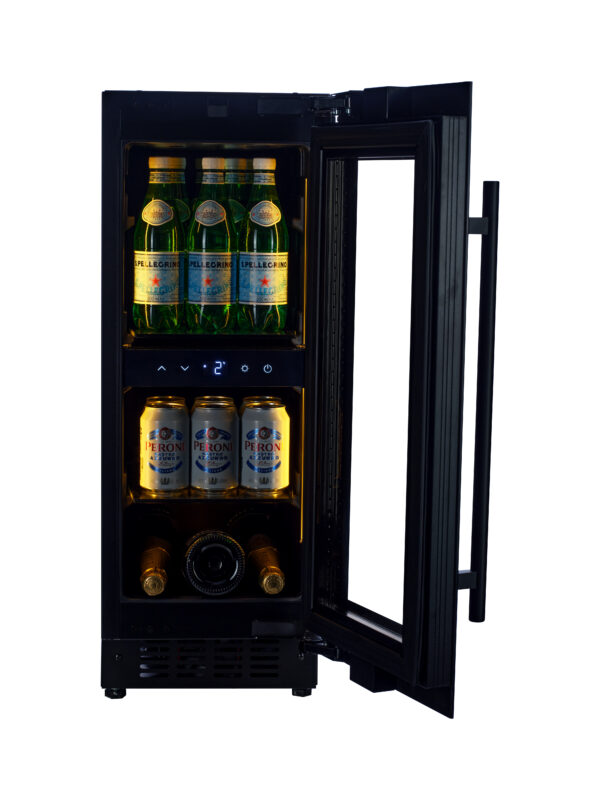 KA-BV18-BH 30cm Single Zone Beverage Fridge - Black Glass - Image 2