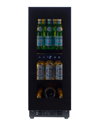 KA-BV18B-TO 30cm Single Zone Beverage Fridge - Black Glass