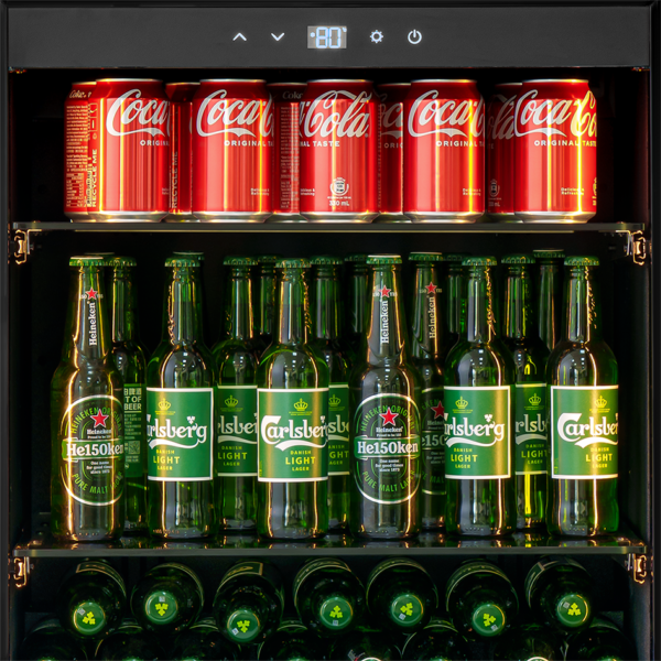 KA-BV34B-TO 60cm Single Zone Beverage Fridge - Black Glass - Image 4