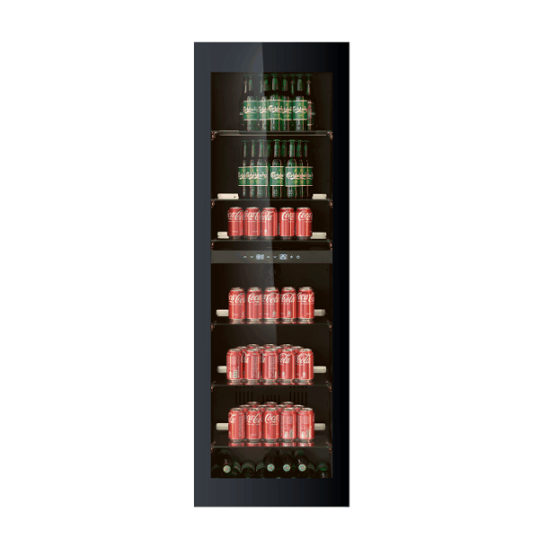 KA-BV96B-TO 60cm Single Zone Beverage Fridge - Black Glass