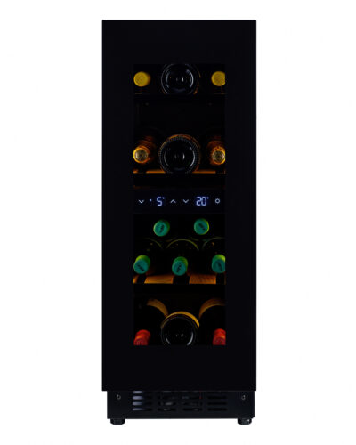 KA-W18B-TO 30cm Dual Zone Wine Cabinet - Black Glass