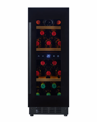 KA-W18S-BH 30cm Single Zone Wine Cabinet - Black Glass