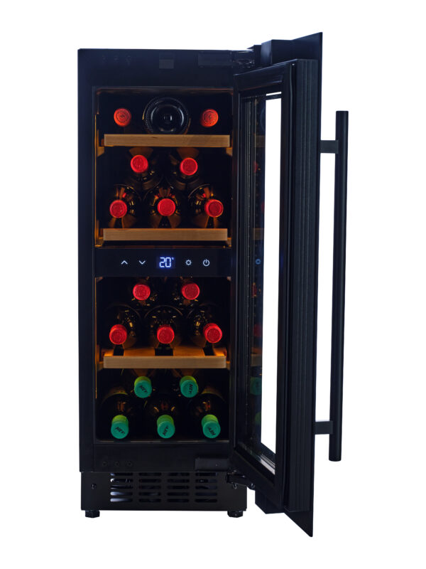 KA-W18S-BH 30cm Single Zone Wine Cabinet - Black Glass - Image 5