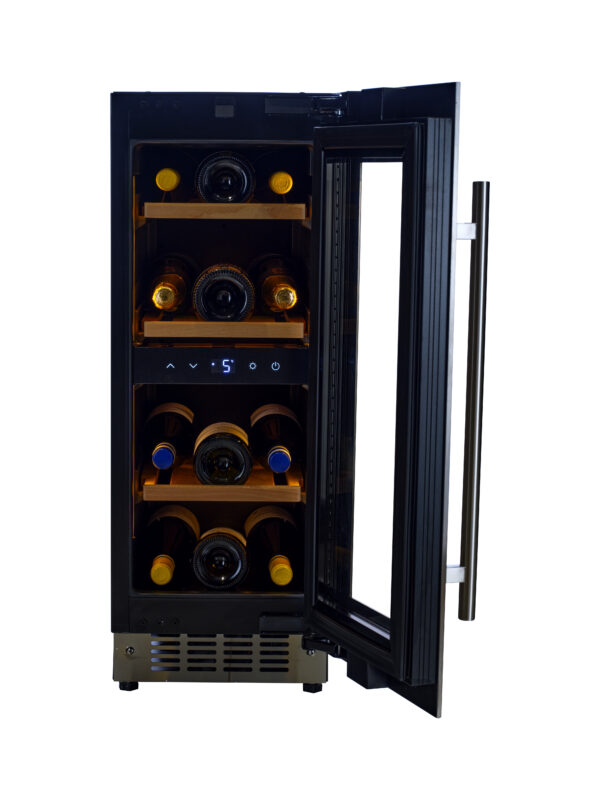 KA-W18S-BH 30cm Single Zone Wine Cabinet - Black Glass - Image 4