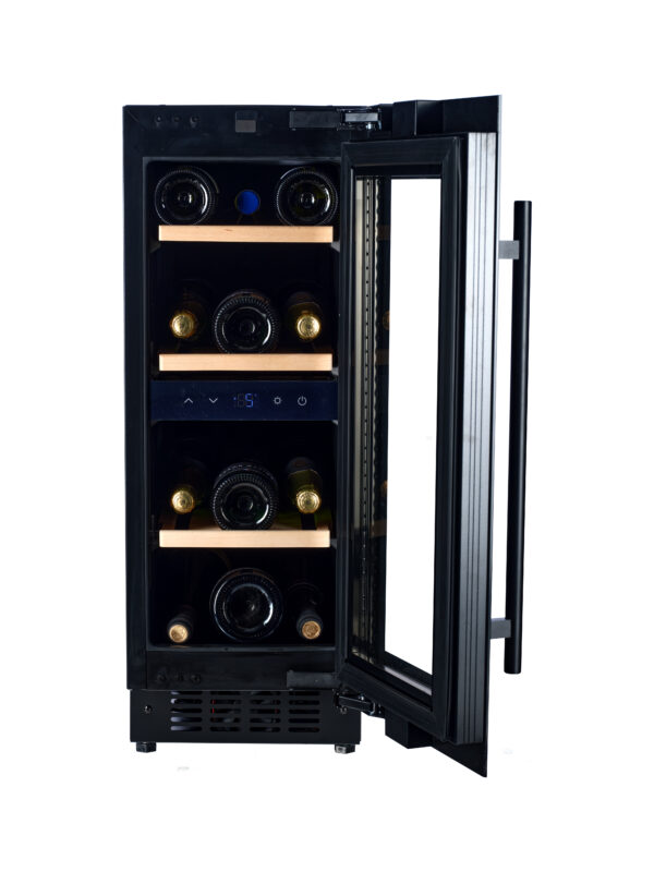KA-W18S-BH 30cm Single Zone Wine Cabinet - Black Glass - Image 3