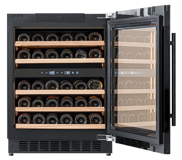 KA-W34-BH Dual Zone Wine Cabinet - Black Glass - Image 3