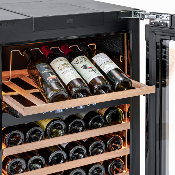 KA-W34B-TO 60cm Dual Zone Wine Cabinet - Black Glass - Image 4