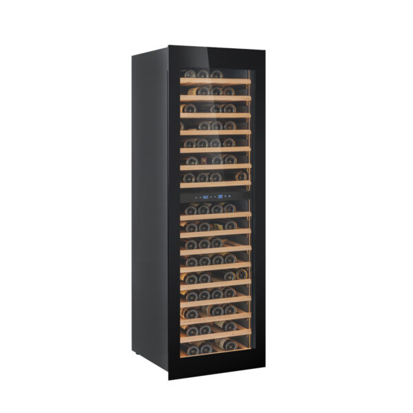 KA-W96B-TO 60cm Dual Zone Wine Cabinet - Black Glass - Image 2