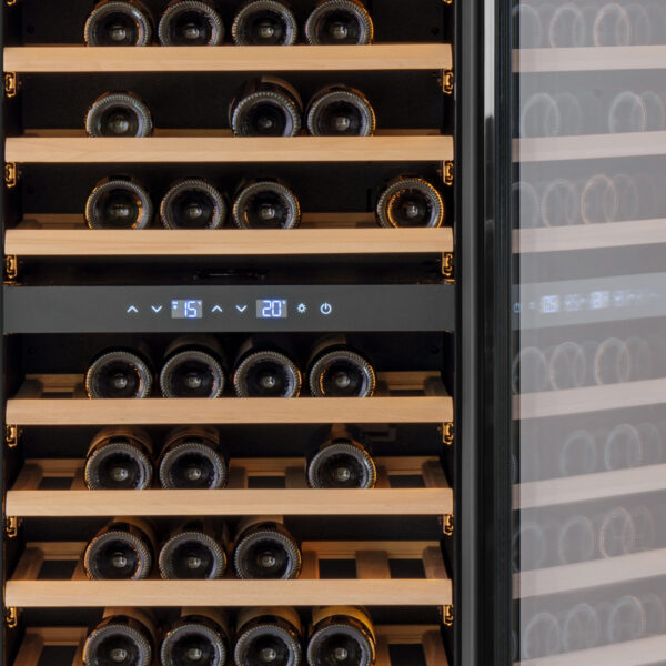 KA-W96B-TO 60cm Dual Zone Wine Cabinet - Black Glass - Image 4