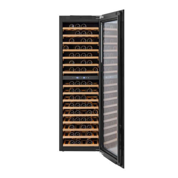 KA-W96B-TO 60cm Dual Zone Wine Cabinet - Black Glass - Image 3