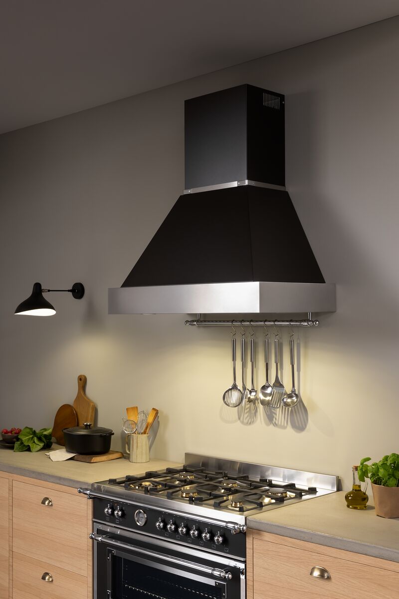 BERTAZZONI - Heritage Series - 100cm Wall Mount Chimney Hood - Black - Image 3