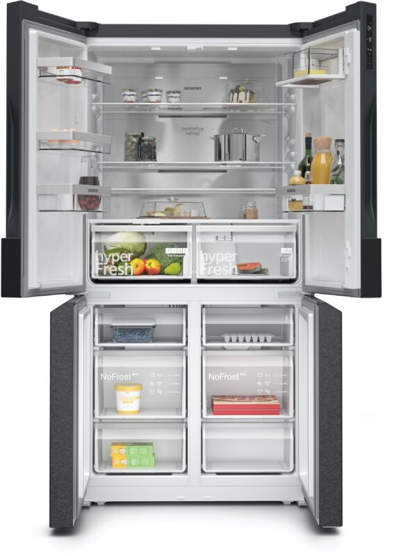 SIEMENS iQ300 FREESTANDING FRENCH DOOR FRIDGE FREEZER - Brushed Black Steel - Image 2
