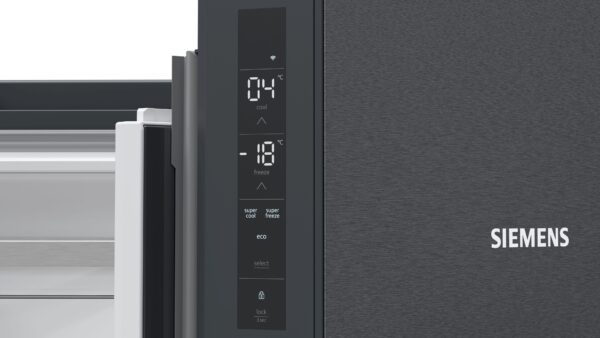 SIEMENS iQ300 FREESTANDING FRENCH DOOR FRIDGE FREEZER - Brushed Black Steel - Image 3