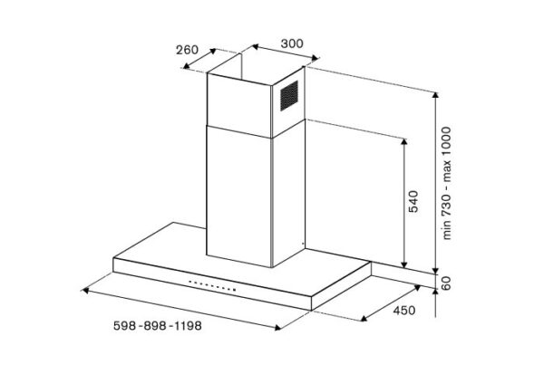 BERTAZZONI - Professional Series - 120cm T-Shape Wall Mount Hood - S/S - Image 2