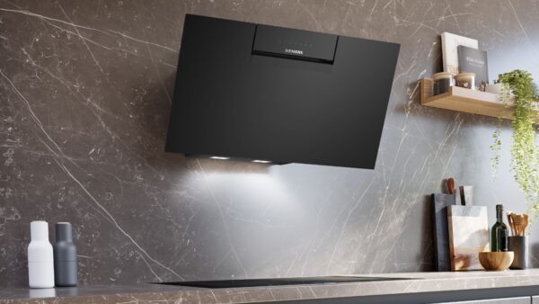 SIEMENS iQ300 80cm WALL MOUNTED COOKER HOOD - Clear Black Glass printed - Image 5