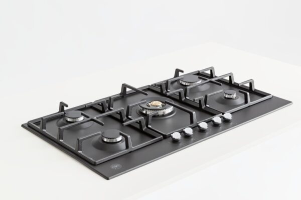 BERTAZZONI Heritage Series - 90cm Gas Hob with Central Dual Wok - Matt Black - Image 2