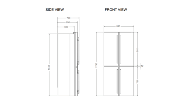 BERTAZZONI Professional Series - 84cm Freestanding Cross-door Fridge Freezer - S/S - Image 18