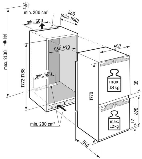 LIEBHERR BUILT-IN FRIDGE FREEZER WITH EASYFRESH & NO FROST - Image 5